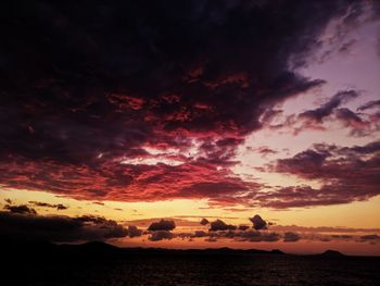 Scenic view of sea against dramatic sky