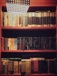 Full frame shot of books in shelf