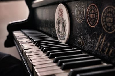 Close-up of piano keys