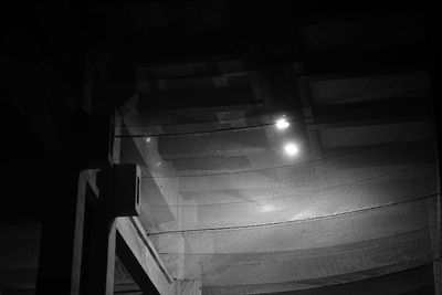 Low angle view of illuminated staircase in building