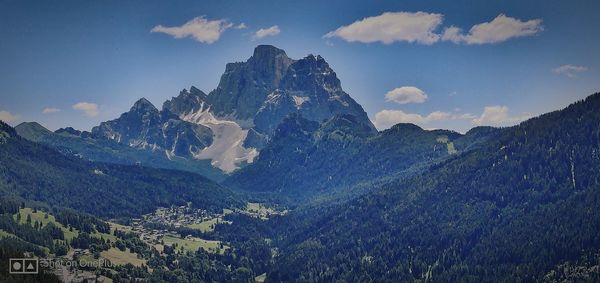 Panoramic view of landscape and mountains against sky