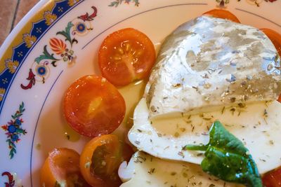 Close-up of breakfast served on table