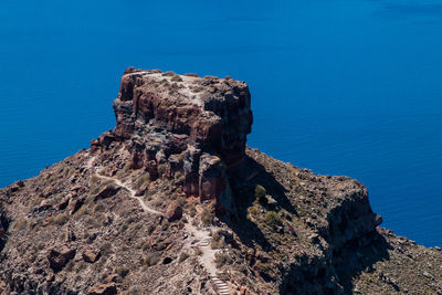 View of the famous skaros rock in santorini
