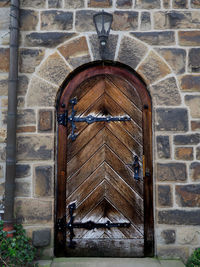 Closed door of old building