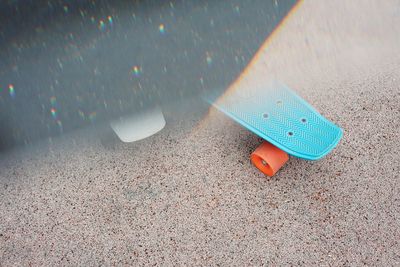 High angle view of skateboard
