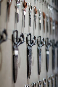 Close-up of hanging scissors