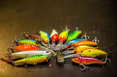 High angle view of toys on table