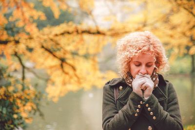 Young woman in warm clothing during winter