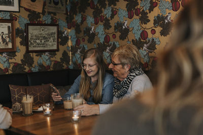 Women having coffee in cafe