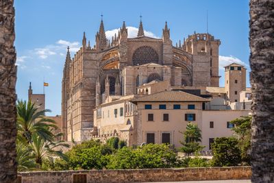 Cathedral of palma de mallorca against blue sky