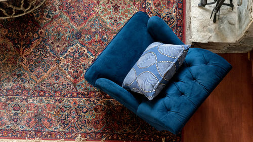 High angle view of chair at home