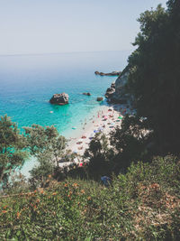 Scenic view of sea against clear sky