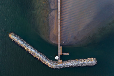 High angle view of ship in sea