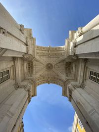 Low angle view of historical building against blue sky