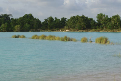 Scenic view of lake against sky