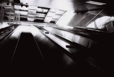 Blurred motion of illuminated railroad station