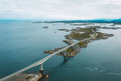 Aerial view of bridge over sea