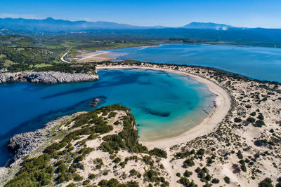 Scenic view of sea against clear sky