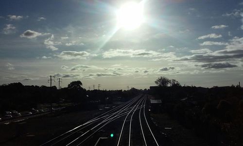 Railroad track at sunset