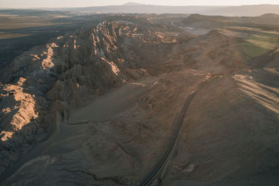 Access road to san pedro de atacama from aerial view