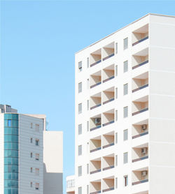 Low angle view of modern building against clear sky