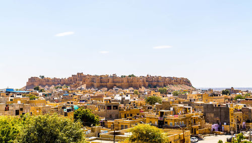 High angle view of townscape against sky