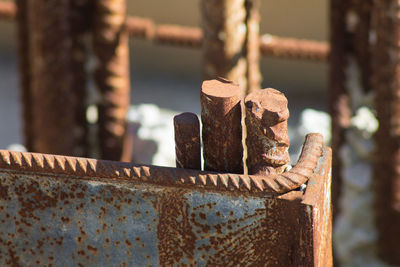 Detail shot of rusty poles