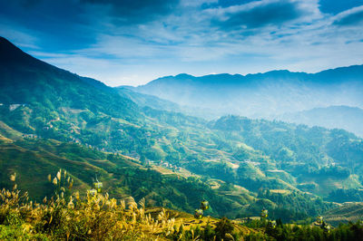 Scenic view of mountains against sky