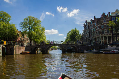 Bridge over river against sky