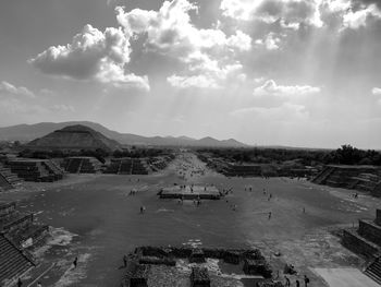 High angle view of castle against sky