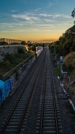 High angle view of railroad tracks