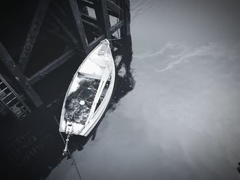 High angle view of boat in water