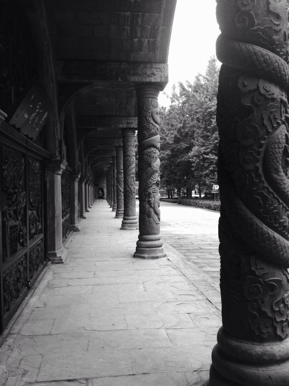 the way forward, architecture, built structure, architectural column, diminishing perspective, in a row, art and craft, art, tree, column, history, sunlight, vanishing point, day, colonnade, statue, sculpture, travel destinations, indoors, creativity