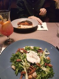 Close-up of breakfast served on table