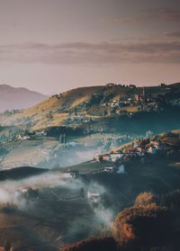 Scenic view of landscape against sky during sunset