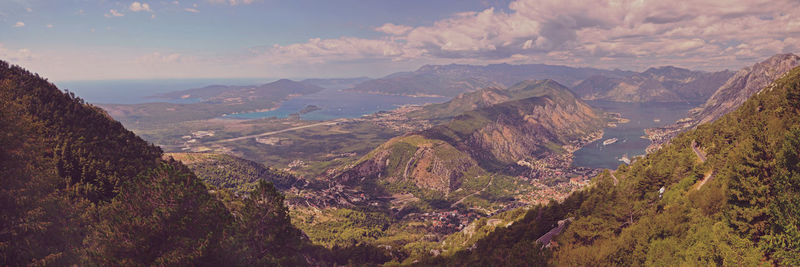 Panoramic view of mountains against sky