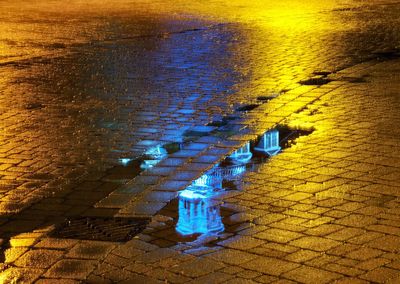 High angle view of footpath in water