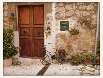 Closed door of house