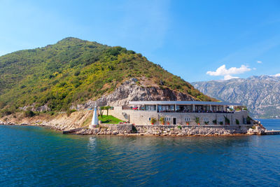 Mediterranean terrace restaurant situated at the kotor bay coast in montenegro 