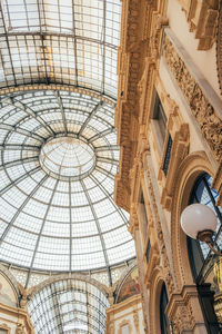 Low angle view of skylight in building