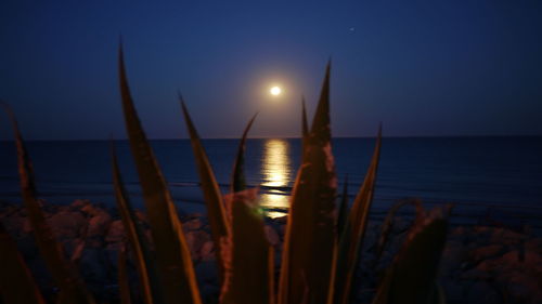 Panoramic view of sea against sky at night