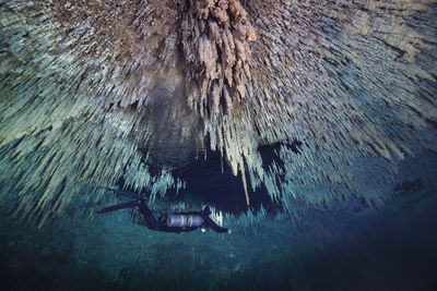 Panoramic view of sea in cave