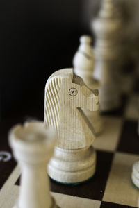 Close-up of chess against blurred background