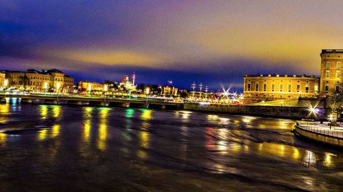 Illuminated city at night