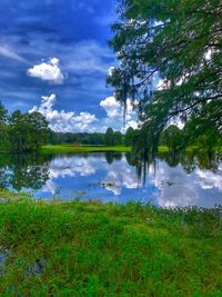 Scenic view of lake against sky