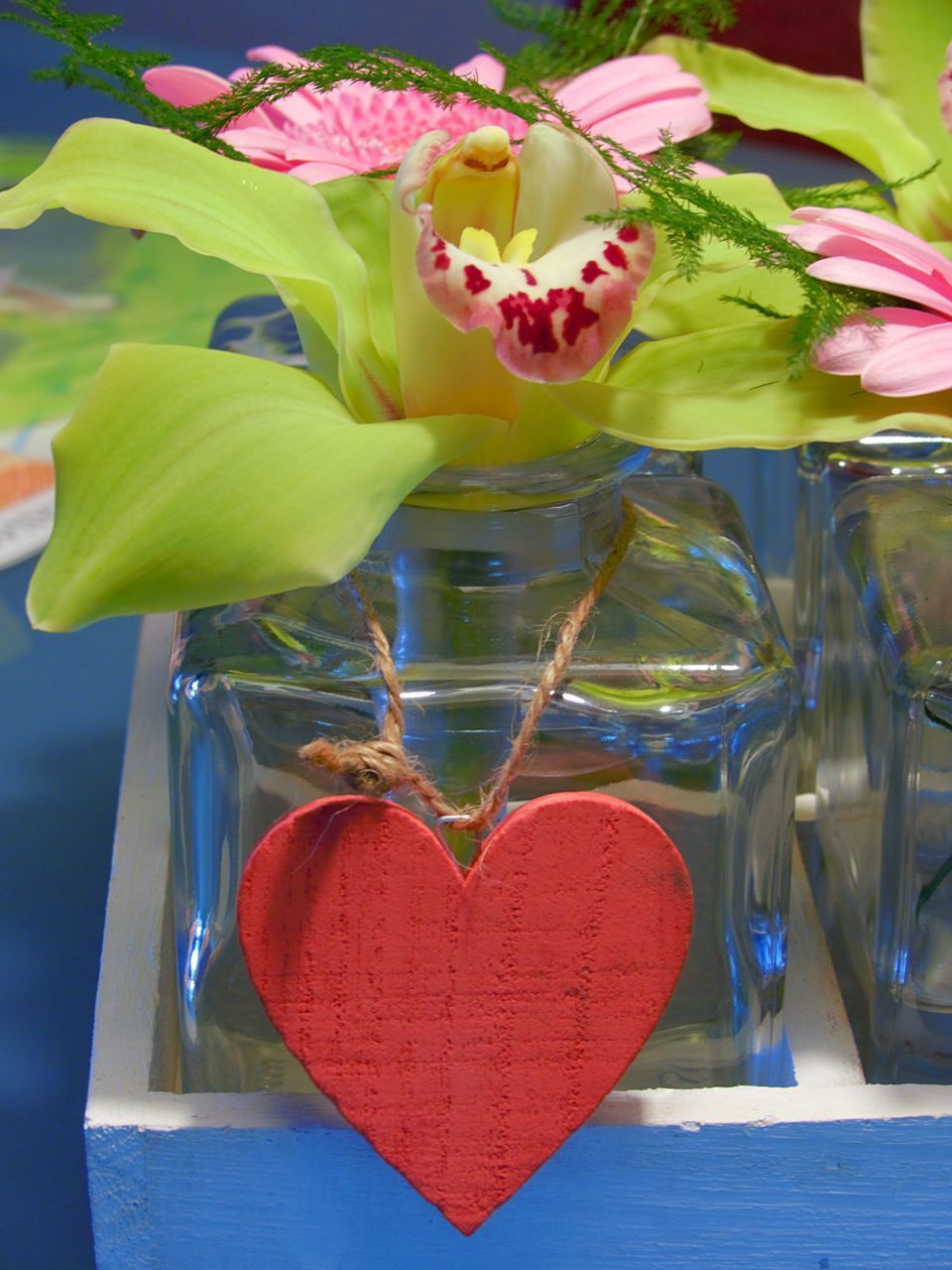 CLOSE-UP OF RED ROSE IN VASE