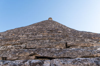 Close up view of trulli conical roofs in alberobello in apulia in italy