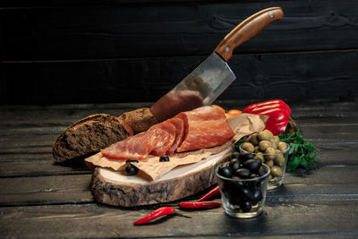 Close-up of preparing food on table