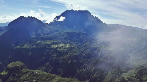 Scenic view of mountains against sky