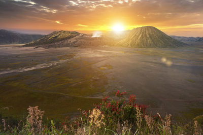 Scenic view of landscape during sunset